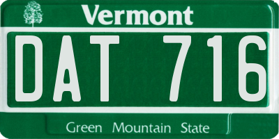 VT license plate DAT716