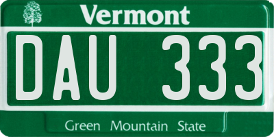 VT license plate DAU333