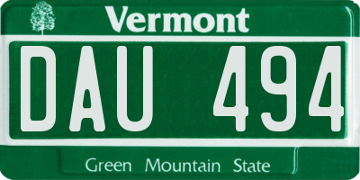 VT license plate DAU494