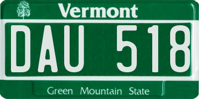 VT license plate DAU518