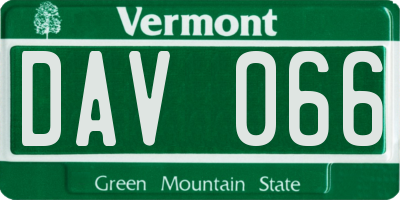VT license plate DAV066
