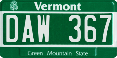 VT license plate DAW367