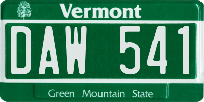 VT license plate DAW541