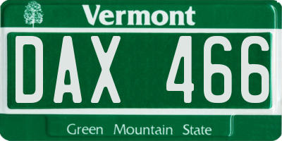 VT license plate DAX466