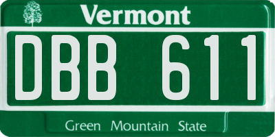 VT license plate DBB611