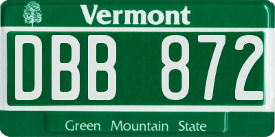 VT license plate DBB872