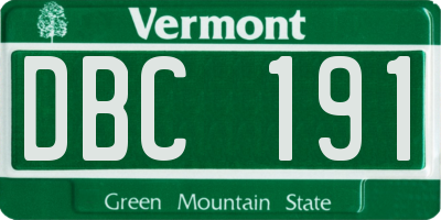 VT license plate DBC191