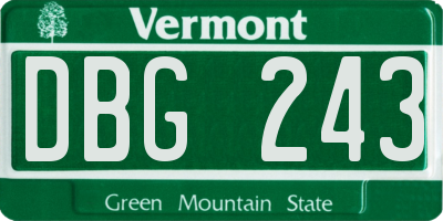 VT license plate DBG243