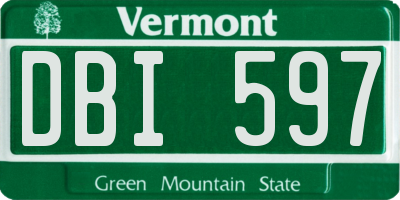 VT license plate DBI597