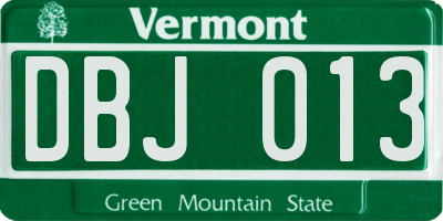 VT license plate DBJ013
