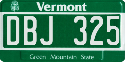 VT license plate DBJ325