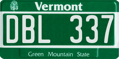VT license plate DBL337