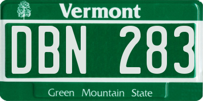 VT license plate DBN283