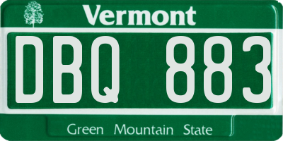 VT license plate DBQ883