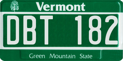 VT license plate DBT182