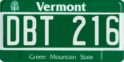 VT license plate DBT216