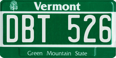 VT license plate DBT526