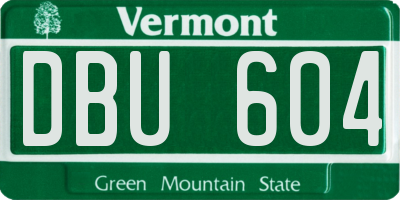 VT license plate DBU604