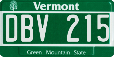 VT license plate DBV215
