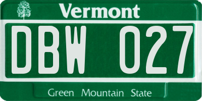 VT license plate DBW027