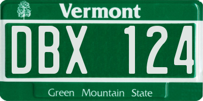 VT license plate DBX124