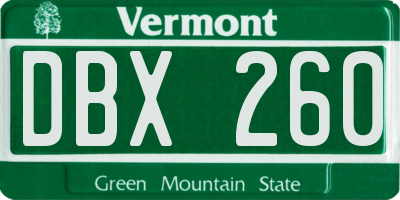 VT license plate DBX260