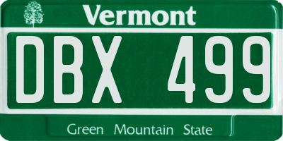 VT license plate DBX499