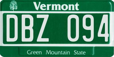 VT license plate DBZ094