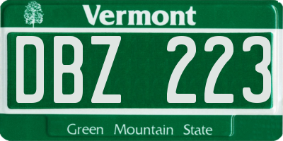 VT license plate DBZ223