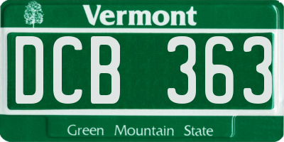 VT license plate DCB363