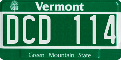 VT license plate DCD114