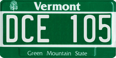 VT license plate DCE105