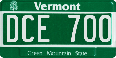 VT license plate DCE700