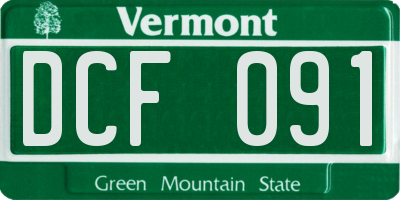 VT license plate DCF091