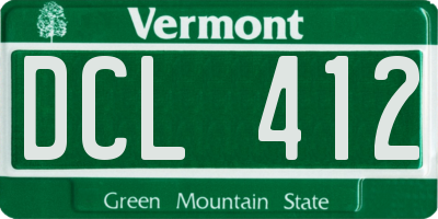 VT license plate DCL412