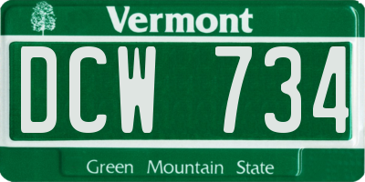 VT license plate DCW734