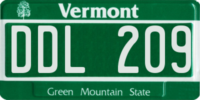 VT license plate DDL209
