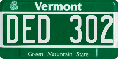 VT license plate DED302