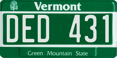 VT license plate DED431