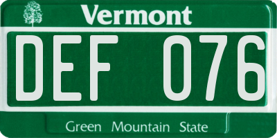 VT license plate DEF076