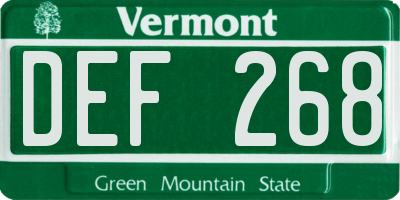 VT license plate DEF268