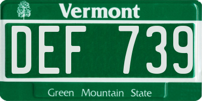 VT license plate DEF739