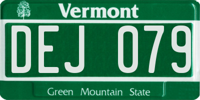 VT license plate DEJ079