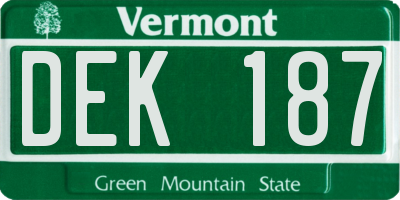 VT license plate DEK187