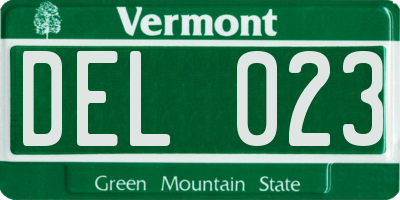 VT license plate DEL023