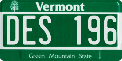 VT license plate DES196