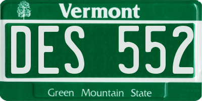 VT license plate DES552