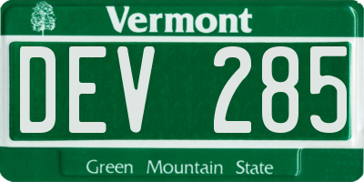 VT license plate DEV285