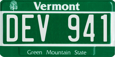 VT license plate DEV941