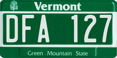 VT license plate DFA127